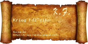 Krieg Füzike névjegykártya